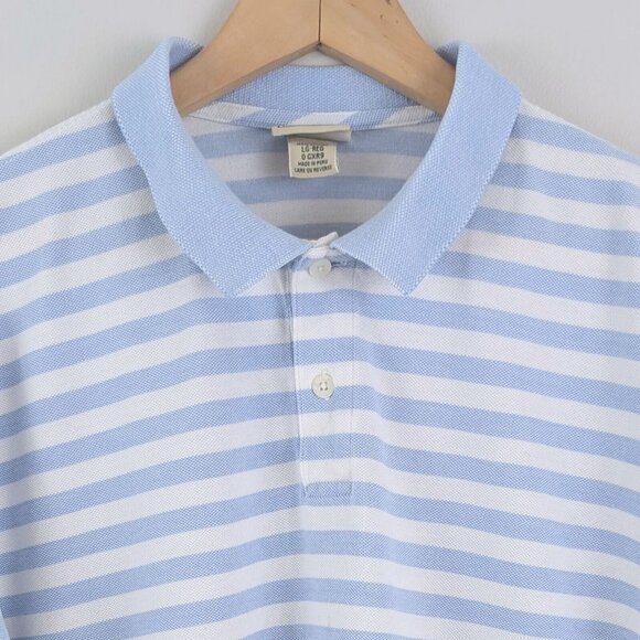 L.L. Bean Other - L.L. Bean Striped Polo Shirt XL Blue White Cotton Short Sleeve Vintage Y2K